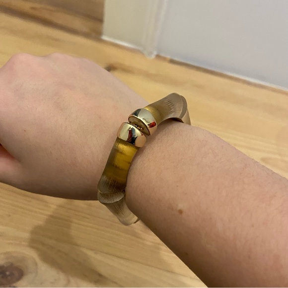 ALEXIS BITTAR Bracelet.   This bracelet is tiger stripe lucite & hinged clasp - Picture 1 of 2